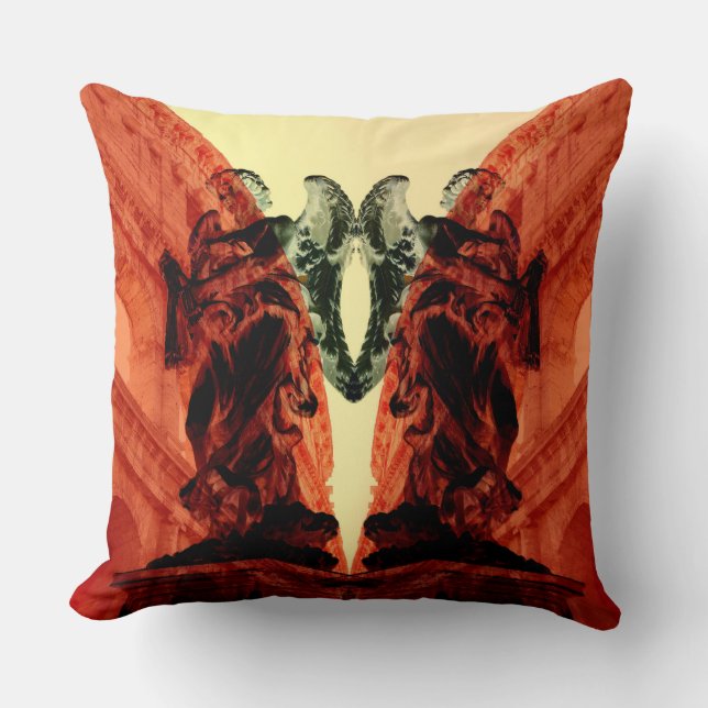 Coussin Cool collage moderne de Rome historique en rouge (Recto)