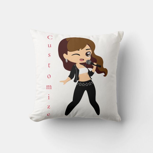 Coussin Cool fille chante Karaoke Thunder_Cove (Recto)