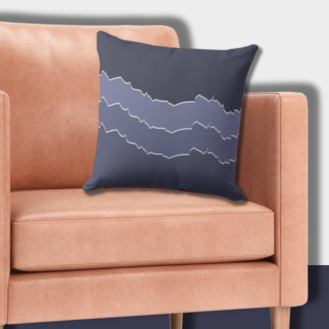 Coussin Cool irrégulier arraché gris bleu rayé (Irregular Ripped Cool Gray Blue Striped Throw Pillow)