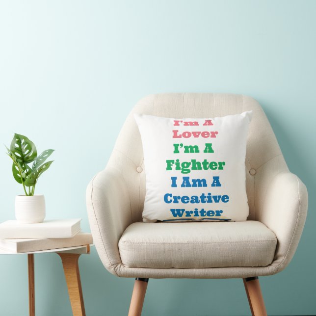 Coussin Cool Lover Fighter Creative Writer Author Saying (Chaise)