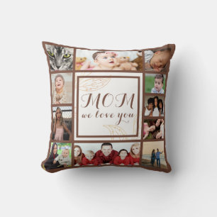 Coussin Cool Maman We Love You Photo Collage Jeter Oreille