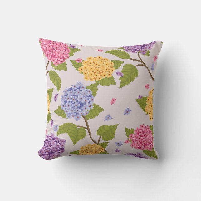 Coussin Cool Pastel Hydrangea Motif à fleurs (Recto)