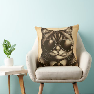 Coussin Cool Retro Chat en Lunettes de soleil Aviator, Sep