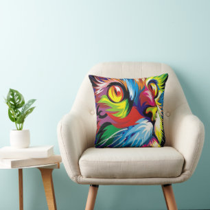 Coussin Cool retro pop art chat à la maison déco de bureau
