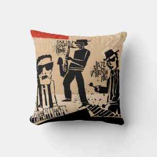 Coussin cool vintage of jazz band poster with trumpet play