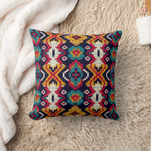 Coussin Cool Western faux tricot Aztec