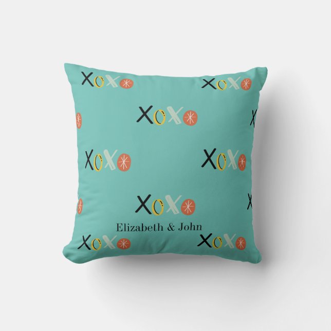 Coussin Cool "XOXO" Coeurs Saint-Valentin Monnaie verte (Recto)
