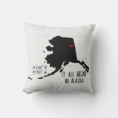 Coussin Coordonnées GPS Alaska avec coeur (Recto)
