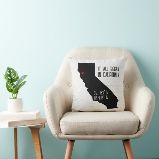 Coussin Coordonnées GPS de Californie avec cœur (Chaise)