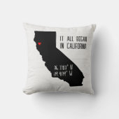 Coussin Coordonnées GPS de Californie avec cœur (Recto)