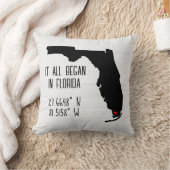 Coussin Coordonnées GPS de Floride avec cœur (Couverture)