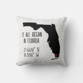 Coussin Coordonnées GPS de Floride avec cœur (Recto)