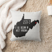 Coussin Coordonnées GPS de la Virginie-Occidentale avec cœ (Couverture)