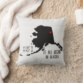 Coussin Coordonnées GPS de l'Alaska avec Cœur (Couverture)