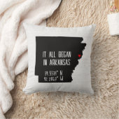Coussin Coordonnées GPS de l'Arkansas avec cœur (Couverture)
