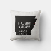 Coussin Coordonnées GPS de l'Arkansas avec cœur (Recto)