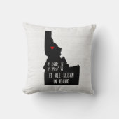 Coussin Coordonnées GPS de l'Idaho avec Cœur (Recto)