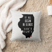 Coussin Coordonnées GPS de l'Illinois avec cœur (Couverture)