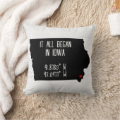 Coussin Coordonnées GPS de l'Iowa avec cœur (Couverture)