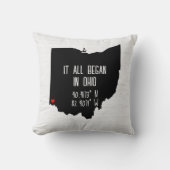 Coussin Coordonnées GPS de l'Ohio avec Cœur (Recto)