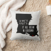 Coussin Coordonnées GPS de Louisiane avec cœur (Couverture)