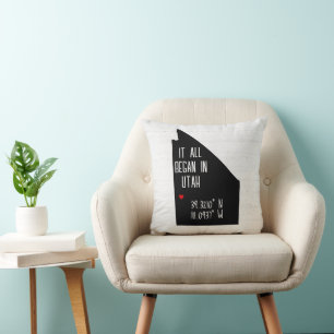 Coussin Coordonnées GPS de l'Utah avec cœur