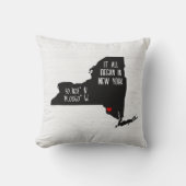Coussin Coordonnées GPS de New York avec Cœur (Recto)