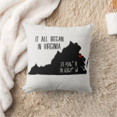 Coussin Coordonnées GPS de Virginie avec Cœur (Couverture)