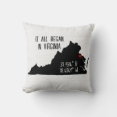 Coussin Coordonnées GPS de Virginie avec Cœur (Recto)