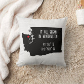 Coussin Coordonnées GPS de Washington avec Cœur (Couverture)
