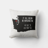 Coussin Coordonnées GPS de Washington avec Cœur (Recto)