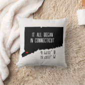 Coussin Coordonnées GPS du Connecticut avec cœur (Couverture)