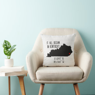 Coussin Coordonnées GPS du Kentucky avec coeur