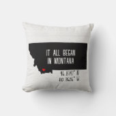 Coussin Coordonnées GPS du Montana avec cœur (Recto)