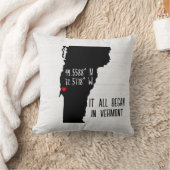 Coussin Coordonnées GPS du Vermont avec cœur (Couverture)