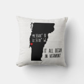 Coussin Coordonnées GPS du Vermont avec cœur (Recto)