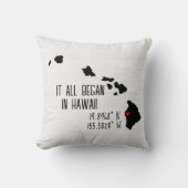 Coussin Coordonnées GPS Hawaii avec coeur (Recto)