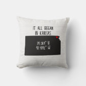 Coussin Coordonnées GPS Kansas avec coeur (Recto)