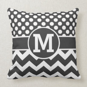 Coussin Copie blanche noire personnalisée de pois de