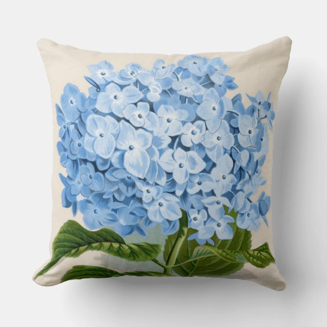 Coussin Copie botanique d'hortensia bleu (Recto)