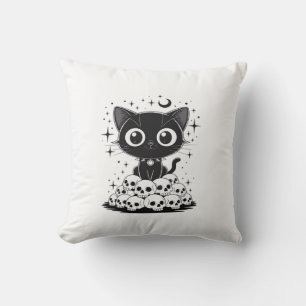 Coussin Copie de Crânes de Chat Créatif Gothique Minou Noi
