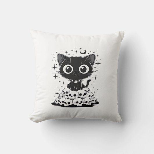 Coussin Copie de Crânes de Chat Créatif Gothique Minou Noi (Recto)