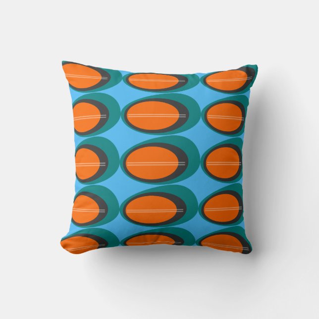 Coussin Copie moderne de la moitié du siècle - orange et (Recto)