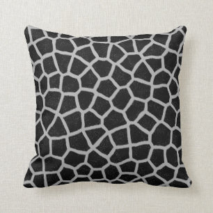 Coussin Copie noire et blanche de girafe