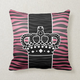 Coussin Copie rose et noire de princesse Girly de zèbre