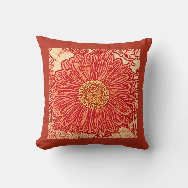Coussin Copie, safran et profondément orange de bloc de (Recto)