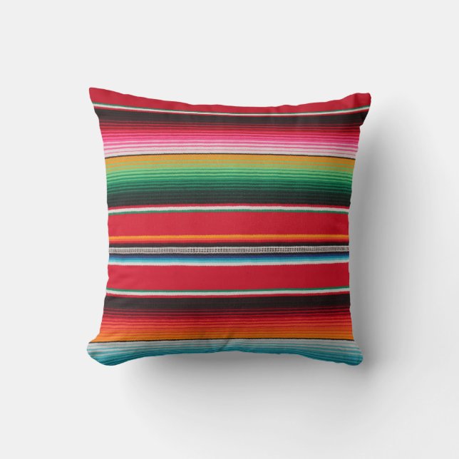 Coussin Copie traditionnelle mexicaine colorée de Serape (Recto)