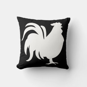 Coussin Coq chanceux blanc mignon minimaliste
