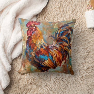 Coussin Coq Coloré
