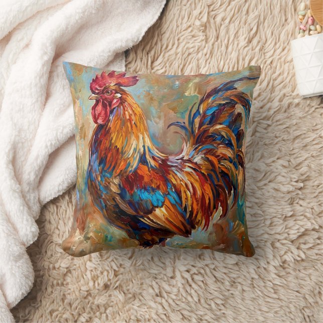 Coussin Coq Coloré (Couverture)